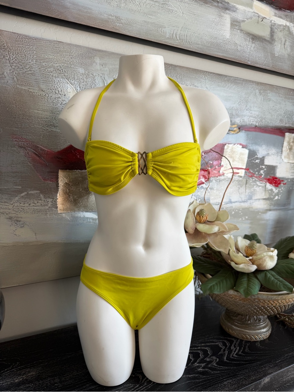 Women’s Lime Yellow Halter Swimsuit